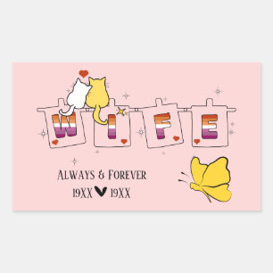 Sticker Rectangulaire Toujours & Éternellement Drapeau Lesbien Coucher d