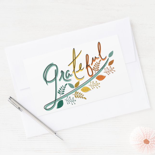 Sticker Rectangulaire Toujours reconnaissant (Enveloppe)