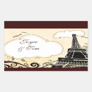 Sticker Rectangulaire Tour Eiffel avec des nuages