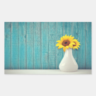 Sticker Rectangulaire Tournesols dans un vase