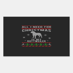 Sticker Rectangulaire tout ce dont noël a besoin est mon rottweiler