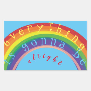 Sticker Rectangulaire "Tout ira bien" Rainbow Blue