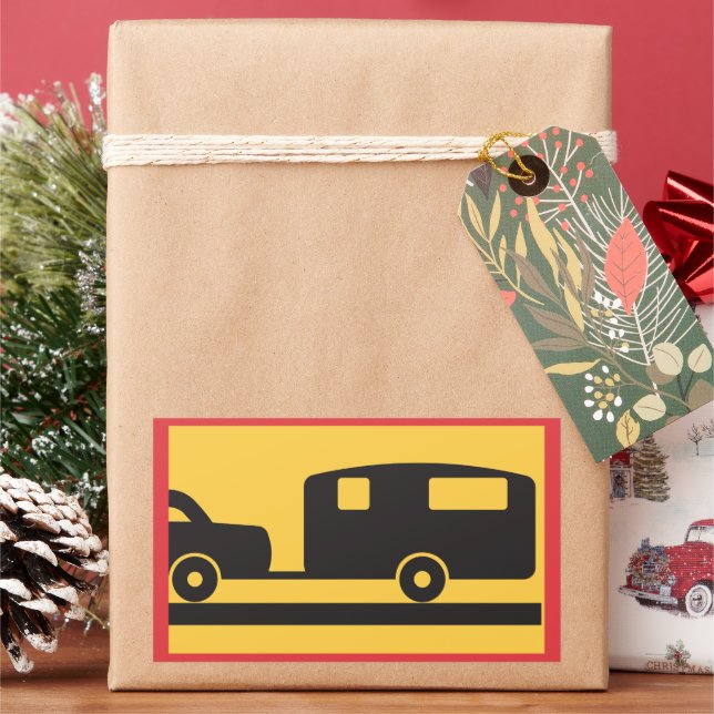 Sticker Rectangulaire Towing A Caravan (vacances)