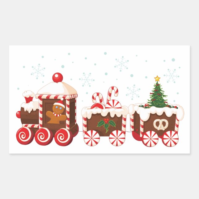 Sticker Rectangulaire Train à pain Ginger de Noël (Devant)