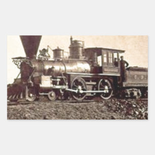 Sticker Rectangulaire train à vapeur locomotive ferroviaire ancien vinta