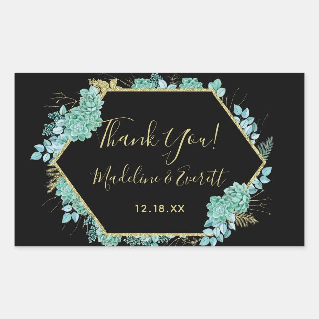 Sticker Rectangulaire Trame Or Succulente N'importe quel Mariage  couleu (Devant)