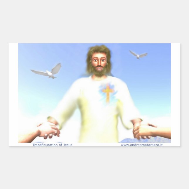 Sticker Rectangulaire Transformation de Jésus (Devant)