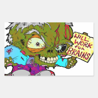 Sticker Rectangulaire Travaillera pour les cerveaux
