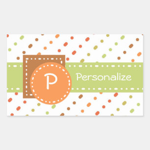 Sticker Rectangulaire Trendy Monogram Dotted Stripes With