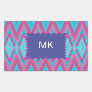 Sticker Rectangulaire Tribal pourpre et Aqua