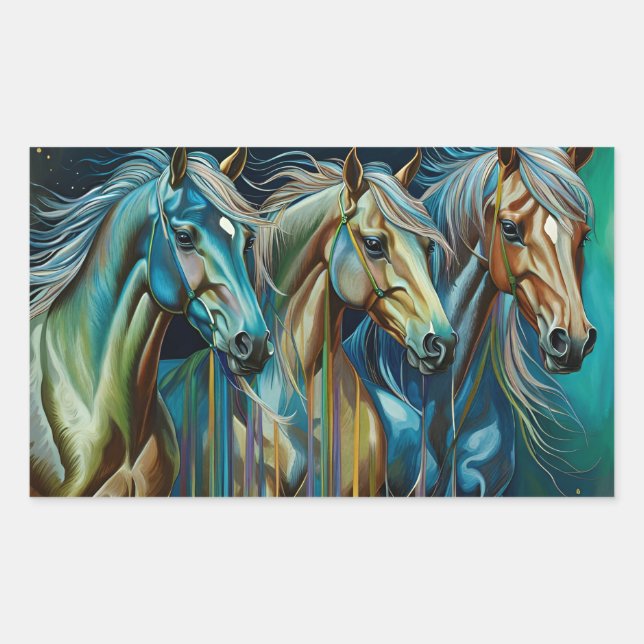 Sticker Rectangulaire Trio des chevaux (Devant)