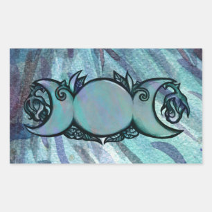 Sticker Rectangulaire Triple Moon Goddess Gaia Art Sorcière verte