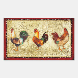 Sticker Rectangulaire Trois coq