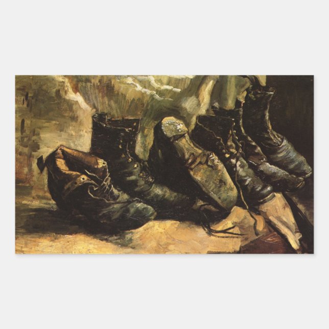 Sticker Rectangulaire Trois paires de chaussures de Vincent van Gogh (Devant)