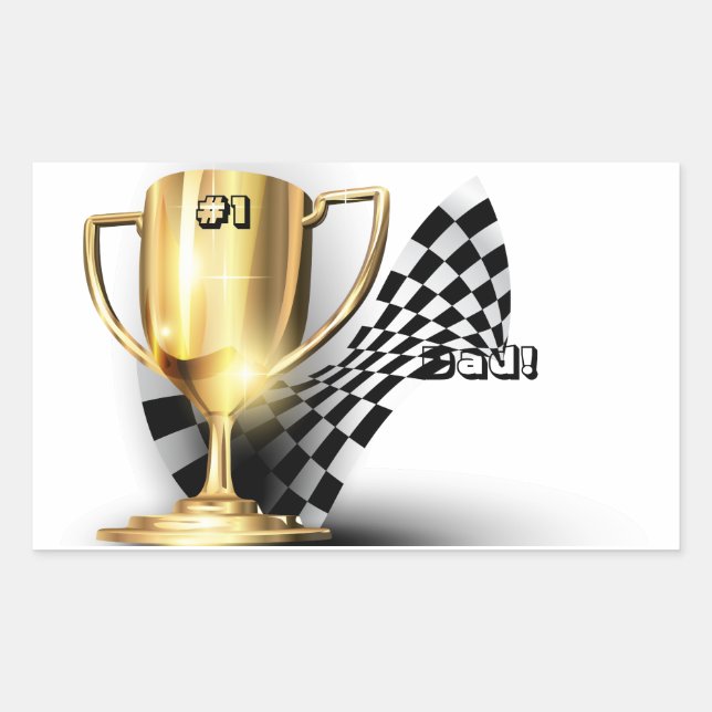Sticker Rectangulaire Trophée d'or simple père Fête des pères (Devant)