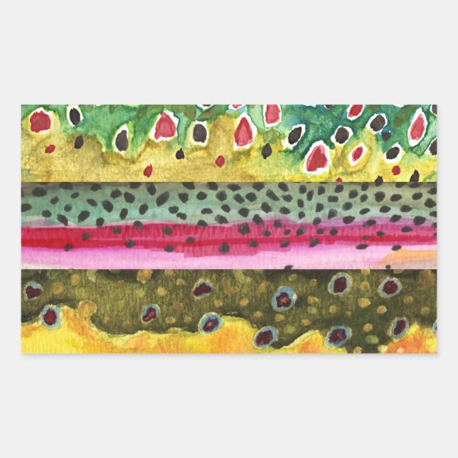 Sticker Rectangulaire Trout fishing (Devant)