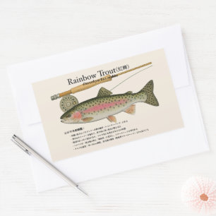 Sticker Rectangulaire Truite arc-en-ciel (Oncorhynchus mykiss) – japonai