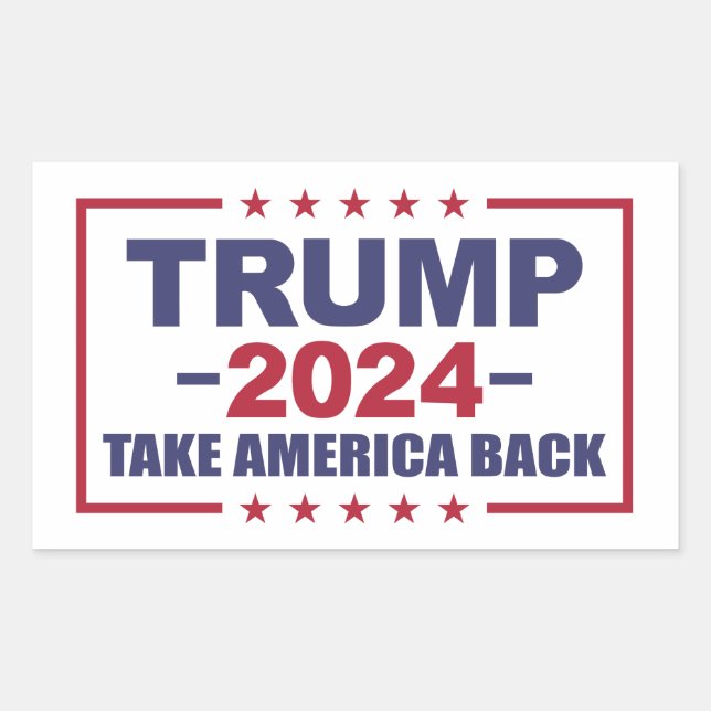 Sticker Rectangulaire Trump 2024 : Reprendre l'Amérique (Devant)