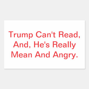 Sticker Rectangulaire Trump Ne Peut Pas Lire Dump Drumpf Hankamer Artju