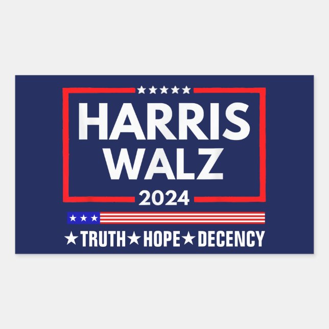 Sticker Rectangulaire Truth Hope Decency Harris Walz 2024 (Devant)