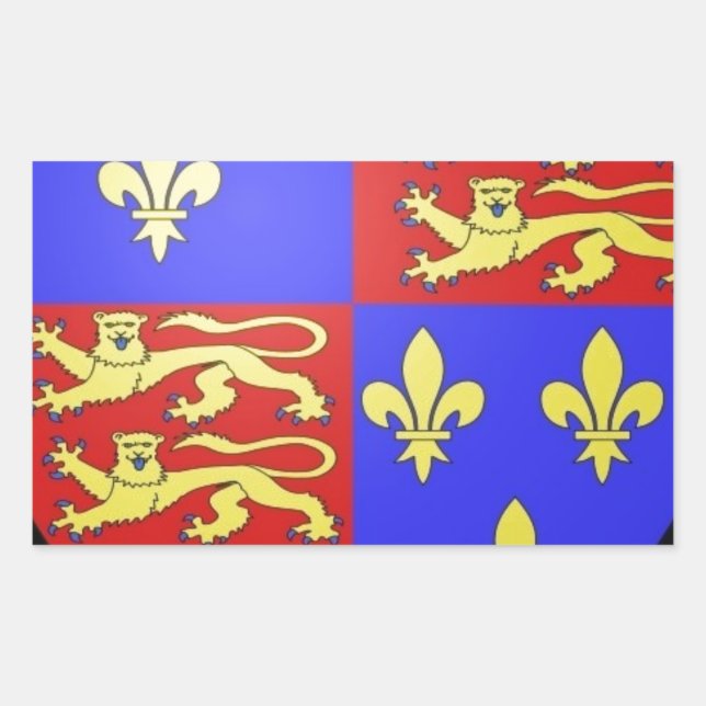 STICKER RECTANGULAIRE TUDOR COAT OF ARMS KING HENRY VIII. (Devant)
