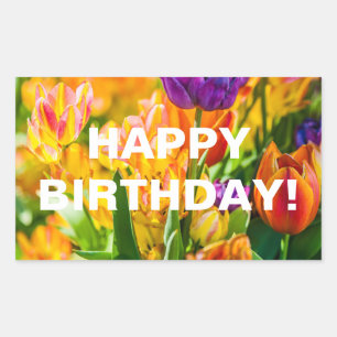 Sticker Rectangulaire Tulipes Félicitations Enchantant