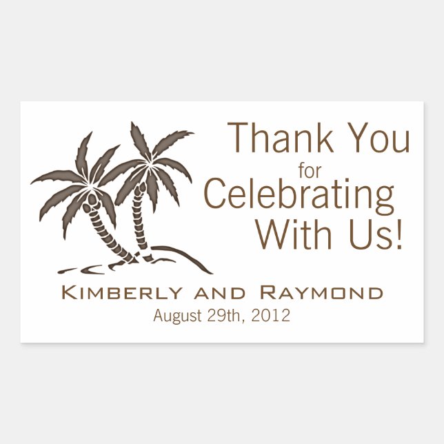 Sticker Rectangulaire Twin Palm Trees Brown Tropical (Devant)