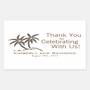 Sticker Rectangulaire Twin Palm Trees Brown Tropical
