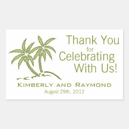 Sticker Rectangulaire Twin Palm Trees Green Tropical