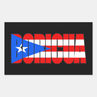 Sticker Rectangulaire Typographie du drapeau portoricain Boricua