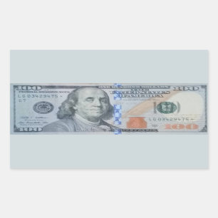 Sticker Rectangulaire U.S. Note LG03429475 de $100 étoiles