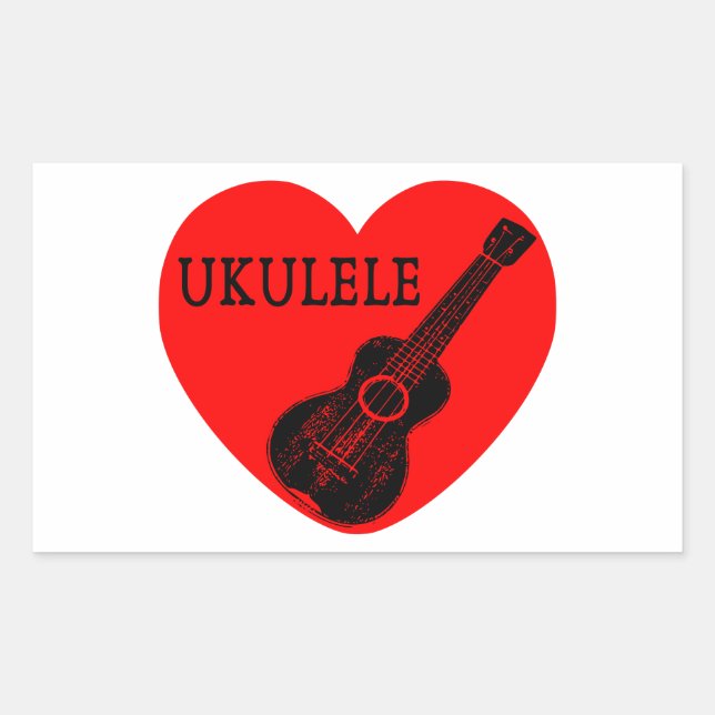 Sticker Rectangulaire Ukulele Love (Devant)