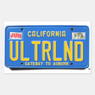 Sticker Rectangulaire ULTRLND : Plaque de licence bleue CA 1974