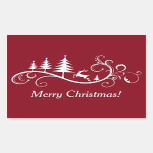 Sticker Rectangulaire Un cerf-volant rétro à Noël rouge