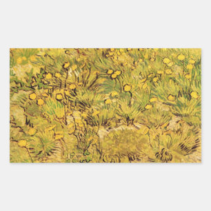 Sticker Rectangulaire Un champ de fleurs jaunes par Vincent van Gogh