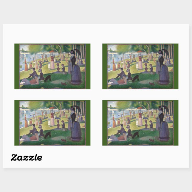 Sticker Rectangulaire Un dimanche à La Grande Jatte par Seurat, Art (Feuille)