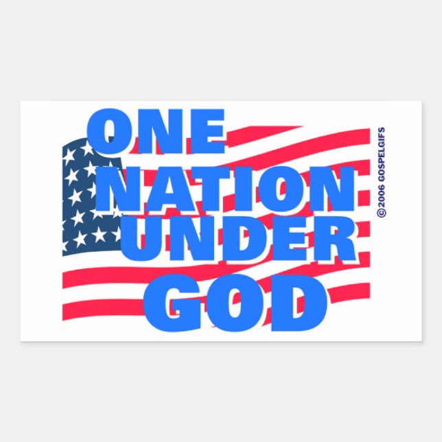 Sticker Rectangulaire Une nation sous Dieu don chrétien (Devant)