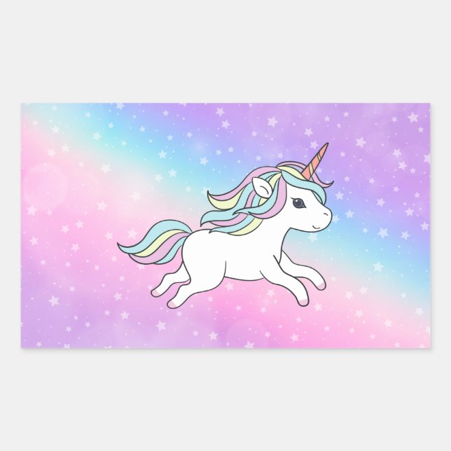 Sticker Rectangulaire Unicorn Party Collection! (Devant)