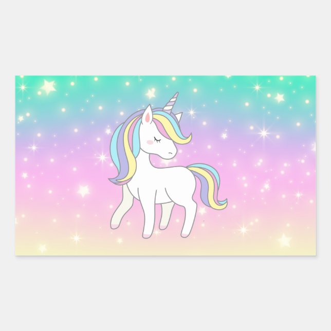 Sticker Rectangulaire Unicorn Party Collection! (Devant)