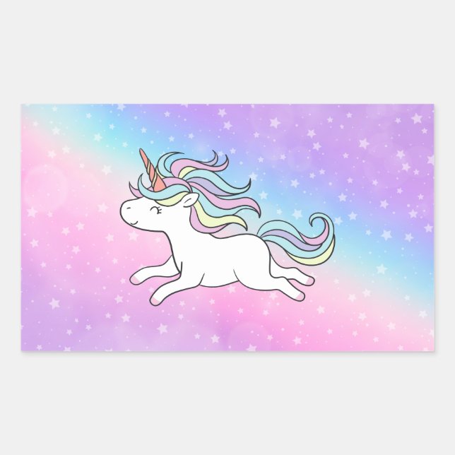 Sticker Rectangulaire Unicorn Party Collection! (Devant)