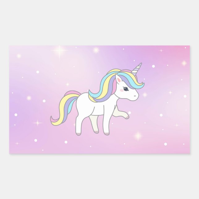 Sticker Rectangulaire Unicorn Party Collection! (Devant)