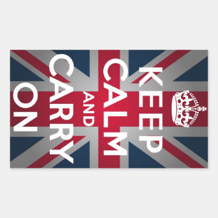 Sticker Rectangulaire Union Jack Reste Calme Et Continue
