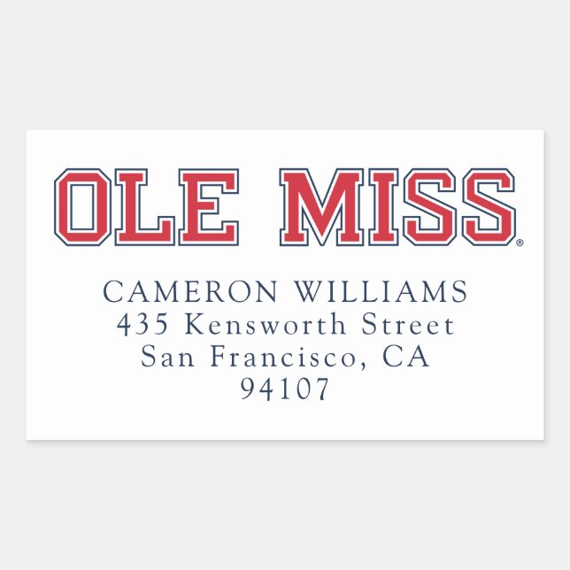 Sticker Rectangulaire Université du Mississippi | Ole Miss Wordmark (Devant)