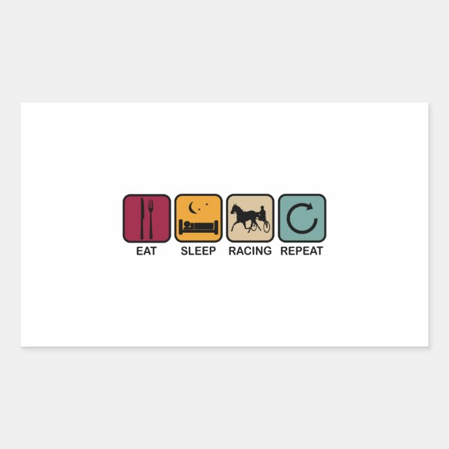 Sticker Rectangulaire Urée Racing Eat Sleep Repeat Slogan Retro Funny (Devant)