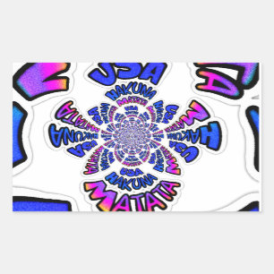 Sticker Rectangulaire USA Celebration : Lovely Fun Text Dynamic Art