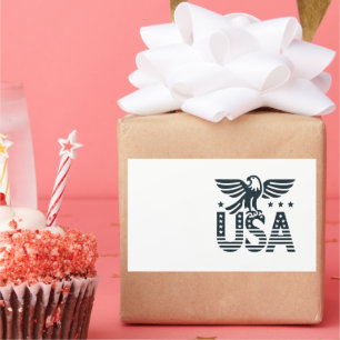 Sticker Rectangulaire USA Eagle Patriotic Desig - Style Etoile et Stripe