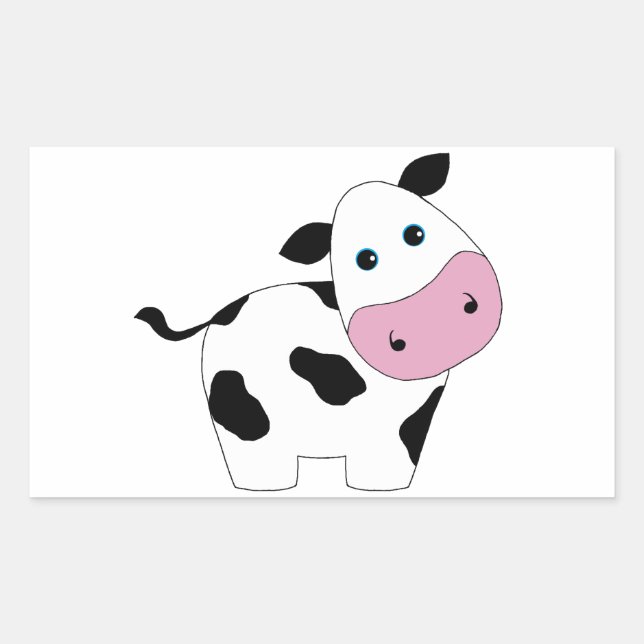Sticker Rectangulaire Vache blanche mignonne (Devant)