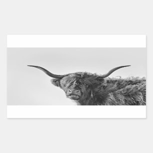 Sticker Rectangulaire Vache des montagnes vigoureuse dans le monochrome