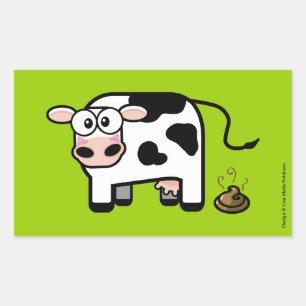 Sticker Rectangulaire Vache Embarrassed drôle à Pooping