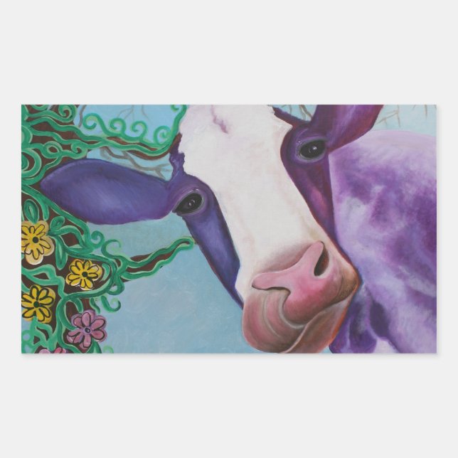 Sticker Rectangulaire Vache pourpre (Devant)